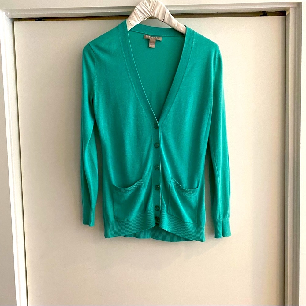Banana Republic sea foam green button sweater